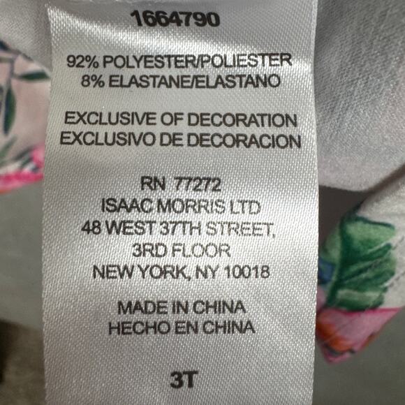 Tommy Bahama Little Girls Sundress White Pink Floral Tie Strap Size 3T Summer - Picture 6 of 7